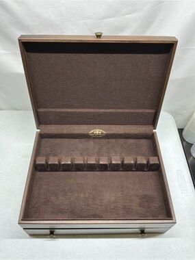 Reed & Barton Flatware Storage Chest Wooden Silverware Silverplate Box W/ Drawer